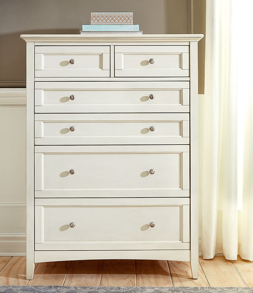 white rustic-styled 6-drawer chest